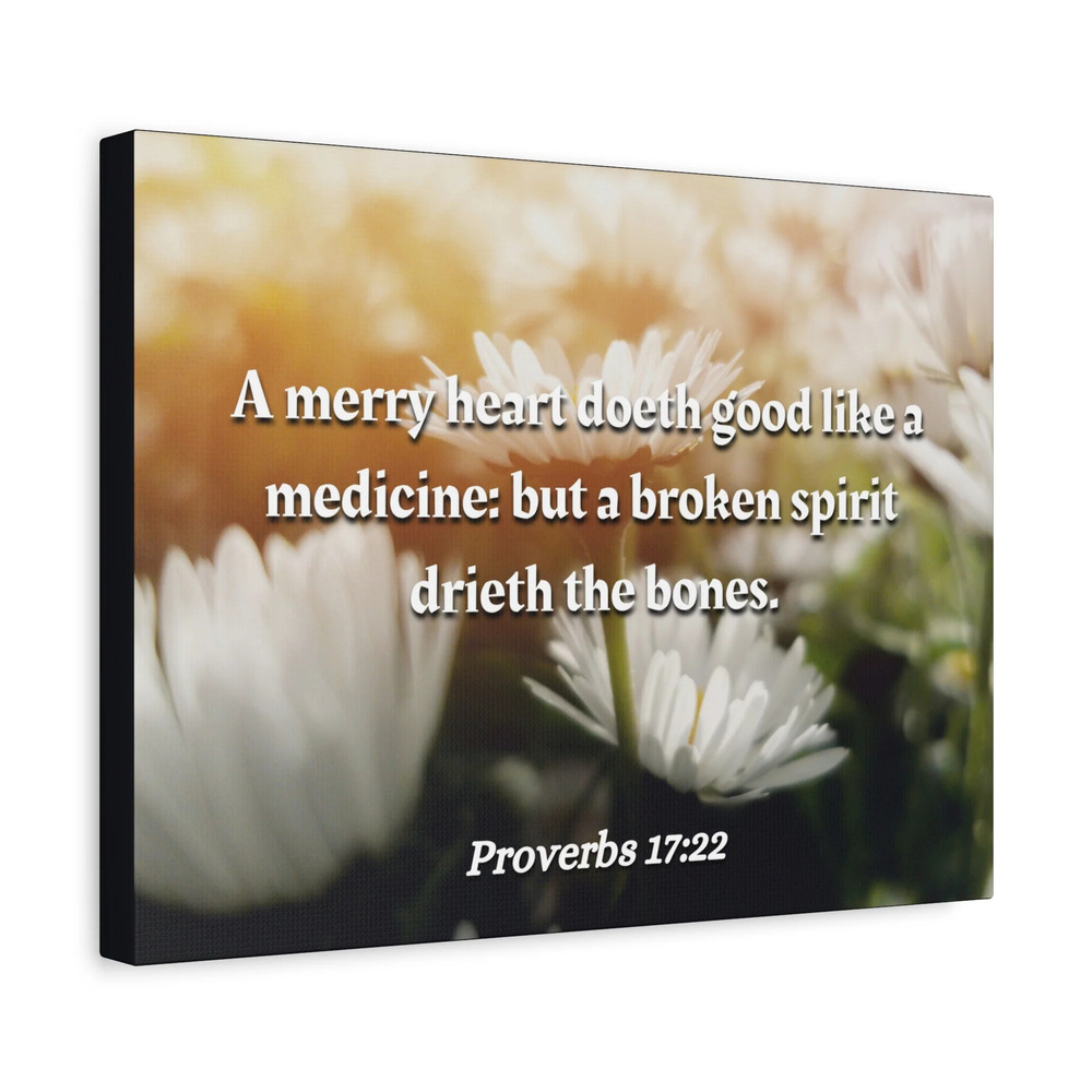 Scripture Canvas Broken Spirit Proverbs 17:22 Christian Wall Art Bible Verse